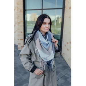 Велика синя кашемірова хустка косинка в клітину CASHMERE. Photo 2